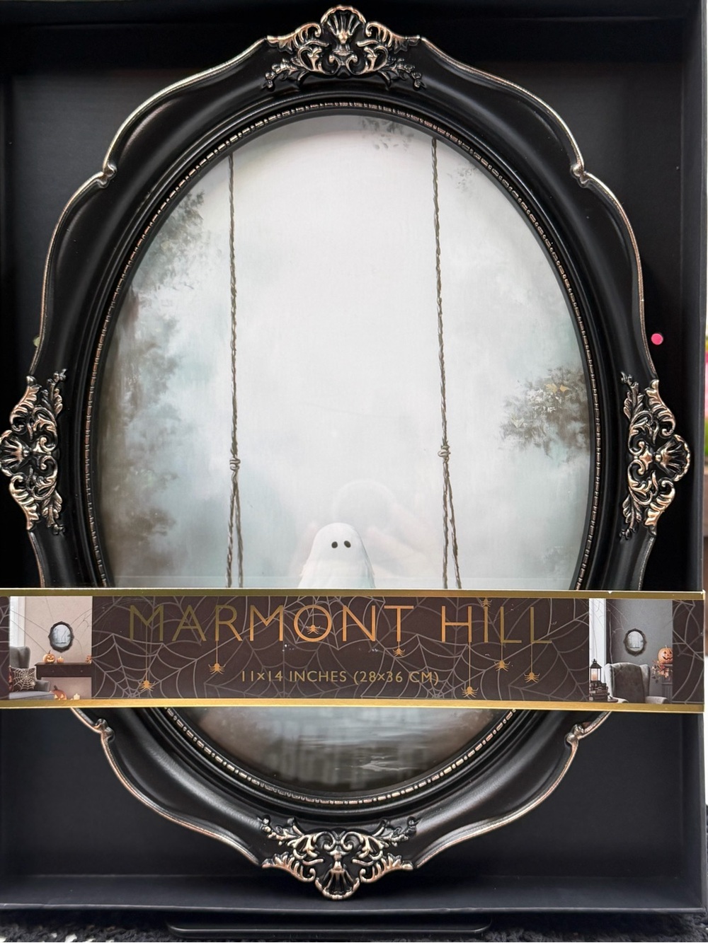 marmont hill ghost on a swing framed halloween wall art 11x14 nwt